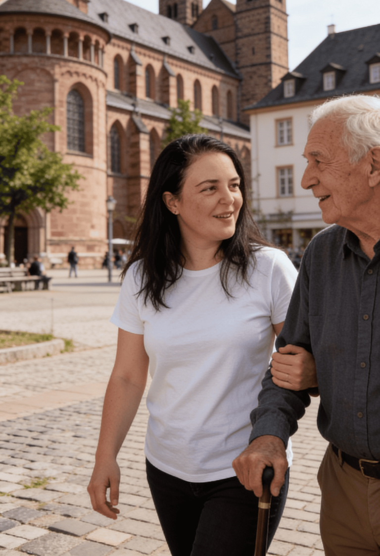 spazieren, einkaufen, zu Terminen begleiten.